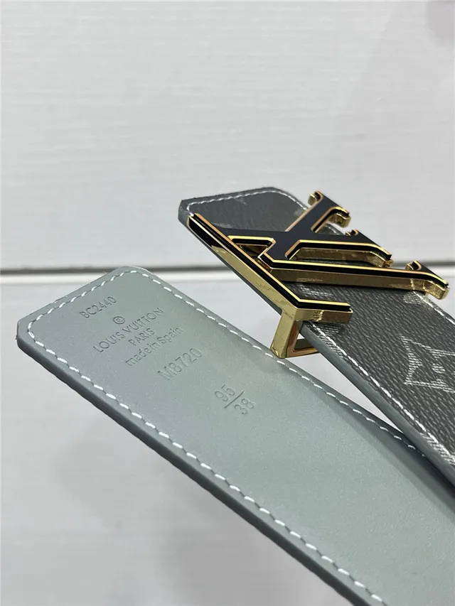 Louis Vuitton Turn-Lock Gray Black Reversible Monogram Canvas Interlocking LV Buckle Leather Belt 11