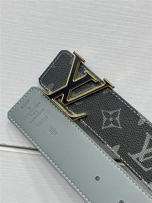 Louis Vuitton Turn-Lock Gray Black Reversible Monogram Canvas Interlocking LV Buckle Leather Belt 12