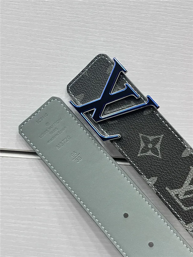 Louis Vuitton Turn-Lock Gray Black Reversible Monogram Canvas Interlocking LV Buckle Leather Belt 17