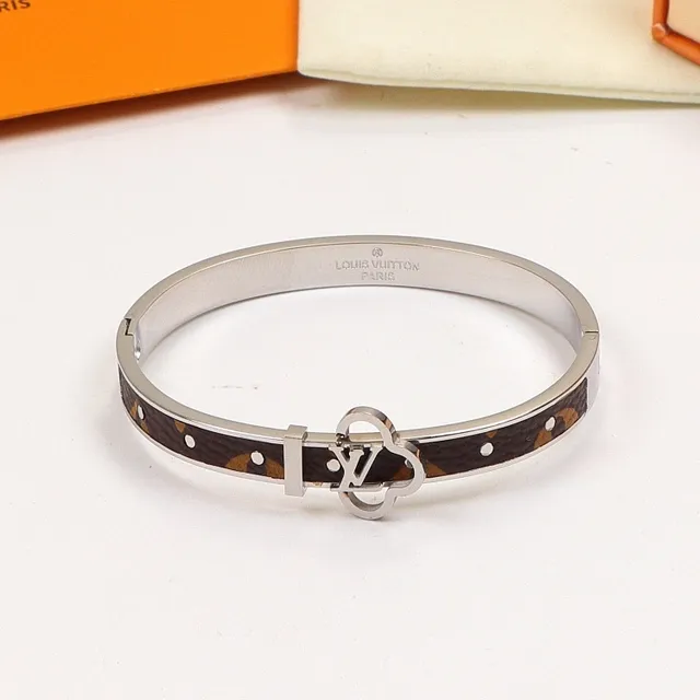 Louis Vuitton Twist Monogram Coated Leather Hinged Bangle Bracelet 4