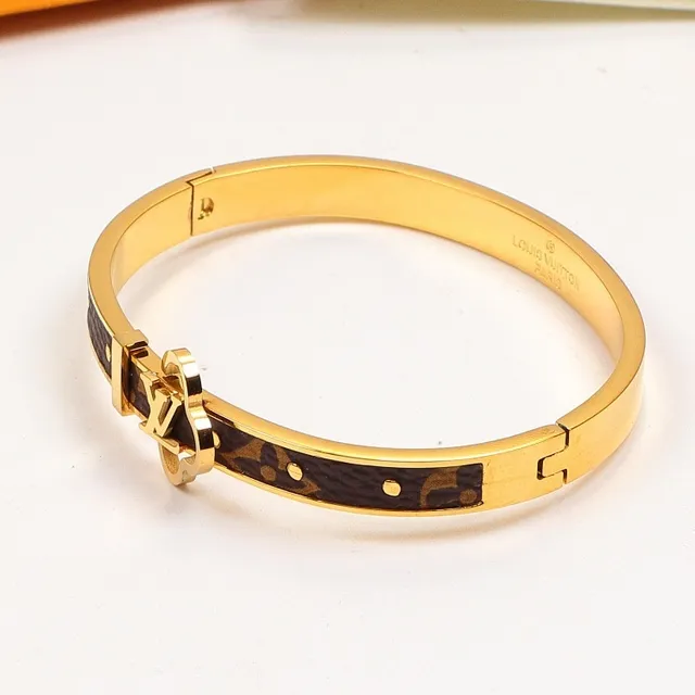 Louis Vuitton Twist Monogram Coated Leather Hinged Bangle Bracelet 6