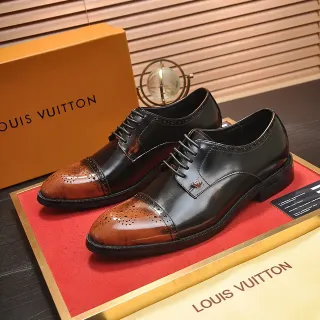Louis Vuitton Two-Tone Brogued Cap-Toe Oxford Shoes
