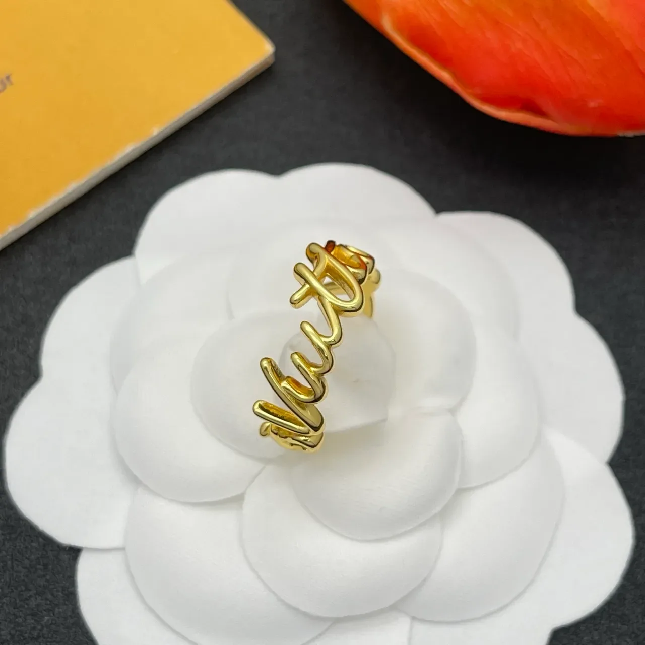 Louis Vuitton Vuitton Logo Cursive Gold Ring 6