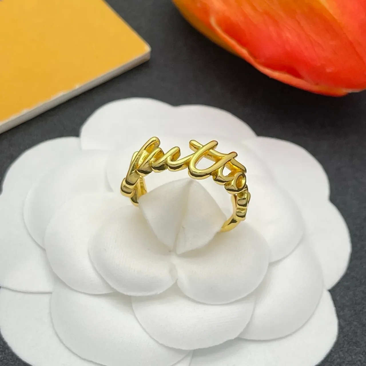 Louis Vuitton Vuitton Logo Cursive Gold Ring 7