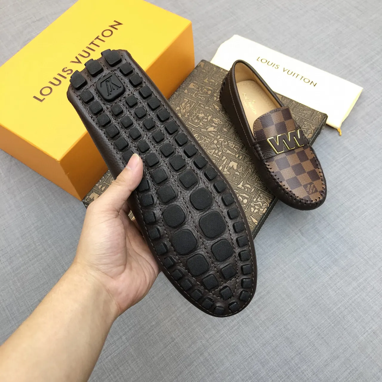 Louis Vuitton W Loafer Damier Ebène Black Leather Loafers 7