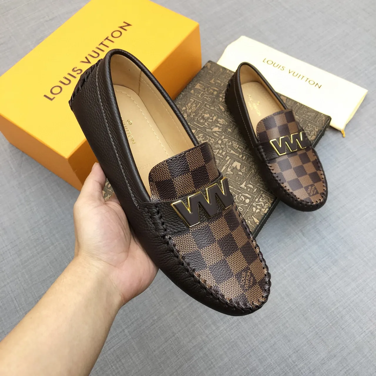 Louis Vuitton W Loafer Damier Ebène Black Leather Loafers 8