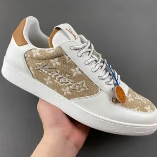 Louis Vuitton Zapatos Lifestyle Blancos Beige Low-Top con Monograma de Lona