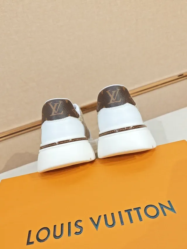 Louis Vuitton White Beige Monogram Jacquard Upper Leather Overlays Lifestyle Sneakers 3