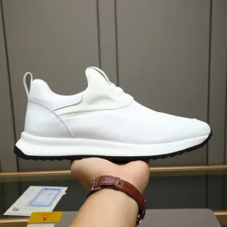 Louis Vuitton White Black Slip-On Monogrammed Leather Lifestyle Sneakers