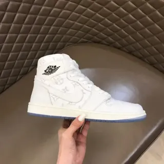 Louis Vuitton White Blue High-Top Monogram-Print Lifestyle Sneakers