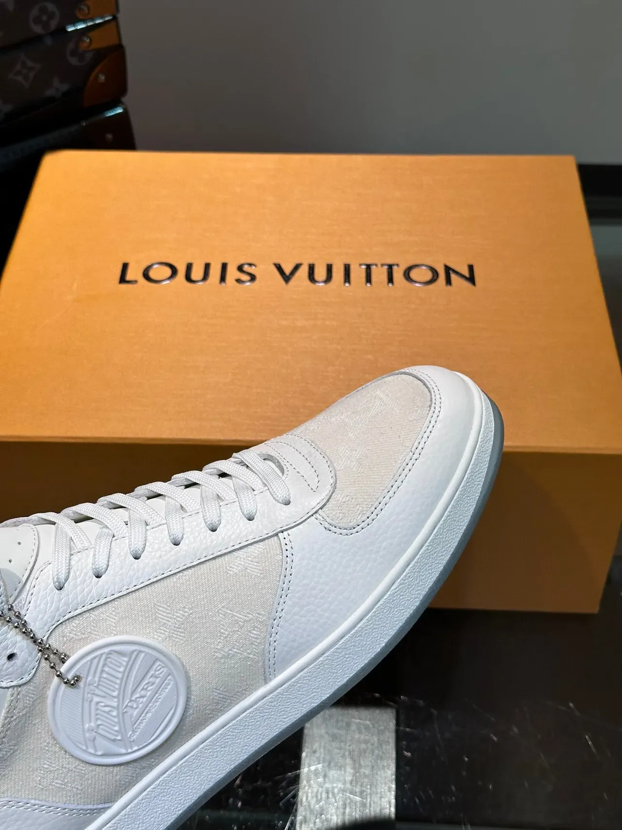 Louis Vuitton White Gray High-Top Textured Upper Lifestyle Sneakers 8