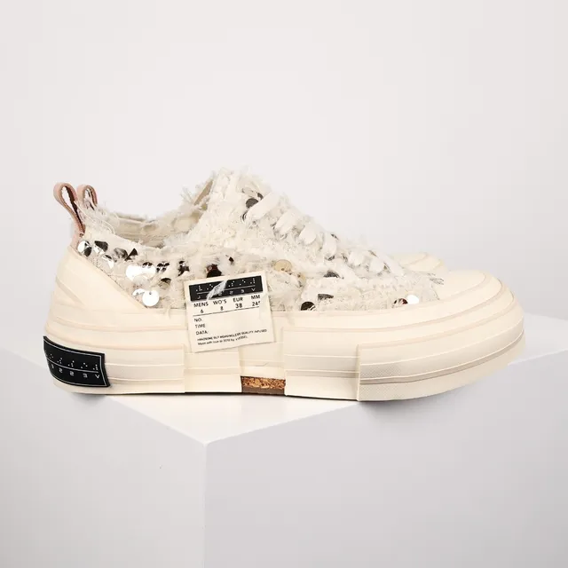 Maison Margiela Beige White Deconstructed Frayed Textile Upper Lifestyle Sneakers 3