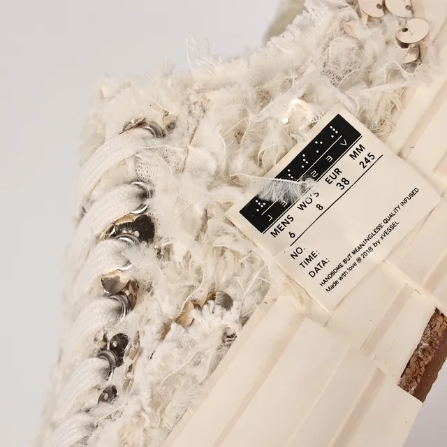 Maison Margiela Beige White Deconstructed Frayed Textile Upper Lifestyle Sneakers 6