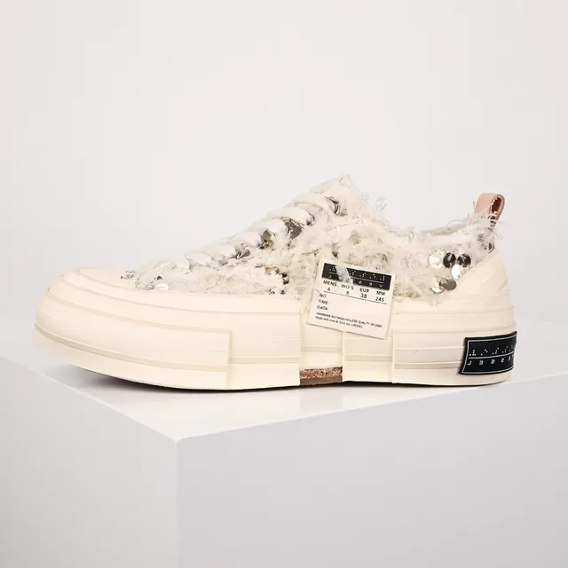 Maison Margiela Beige White Deconstructed Frayed Textile Upper Lifestyle Sneakers 9