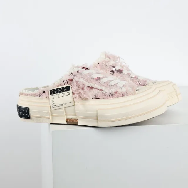 Maison Margiela Pink Beige Fuzzy Textile Upper Layered Platform Sole Loafer 3