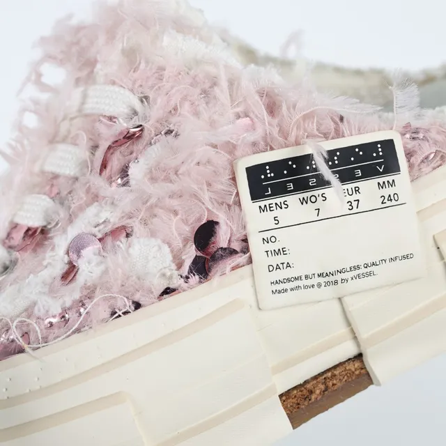 Maison Margiela Pink Beige Fuzzy Textile Upper Layered Platform Sole Loafer 6