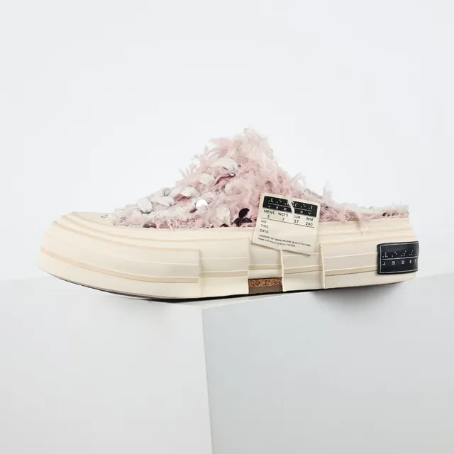Maison Margiela Pink Beige Fuzzy Textile Upper Layered Platform Sole Loafer 9