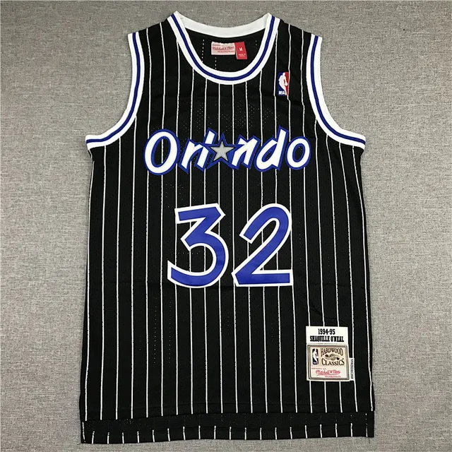 Mitchell & Ness Hardwood Classics 1994-95 Shaquille O'Neal تيشيرت أسود أزرق خطوط 2