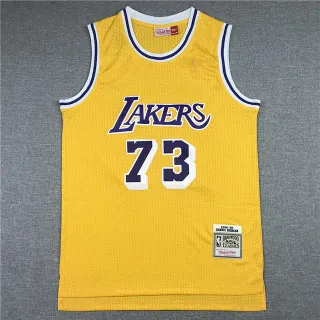 Mitchell & Ness Hardwood Classics 1998–99 Dennis Rodman Lakers Yellow Purple Mesh Jersey