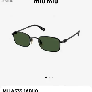 Miu Miu A53S 1AB110 إطار أسود عدسة خضراء نظارات شمسية