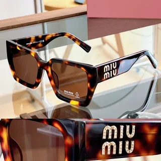 Miu Miu Arcadie بني بيج إطار مربع كبير أسيتات تورتوا شيل نظارات شمسية