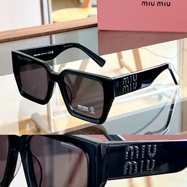 Miu Miu Arcadie بني بيج إطار مربع كبير أسيتات تورتوا شيل نظارات شمسية 6