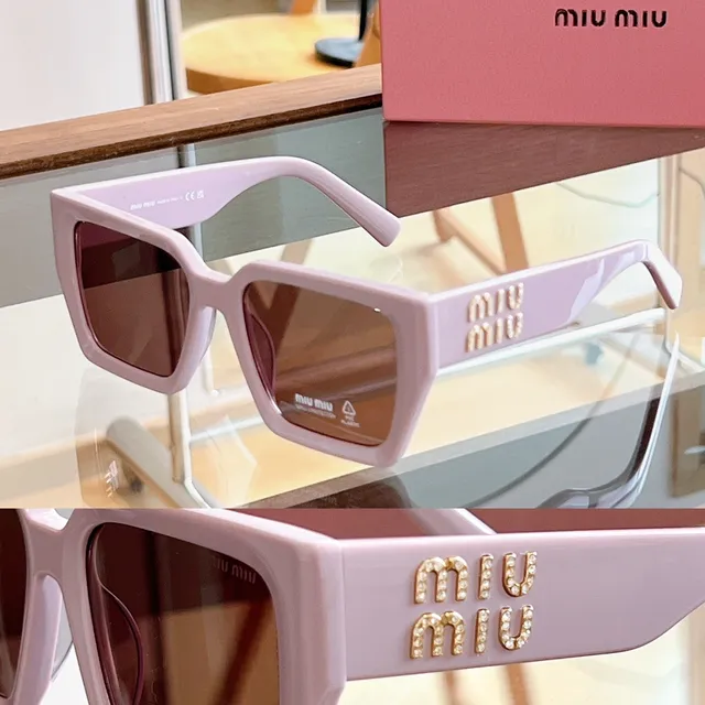 Miu Miu Arcadie بني بيج إطار مربع كبير أسيتات تورتوا شيل نظارات شمسية 9
