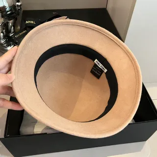 Miu Miu Beige Black Structured Felt Wide Brim Fedora
