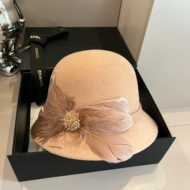 Miu Miu Beige Black Structured Felt Wide Brim Fedora 2