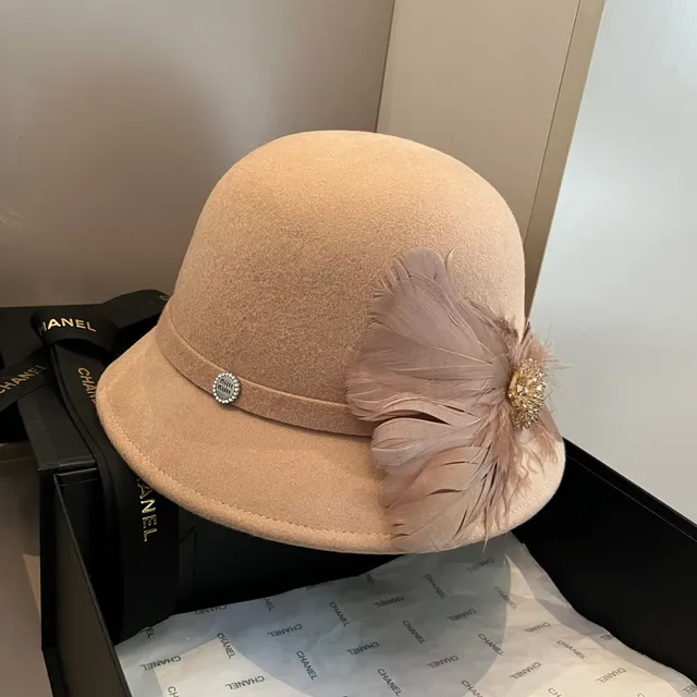 Miu Miu Beige Black Structured Felt Wide Brim Fedora 3