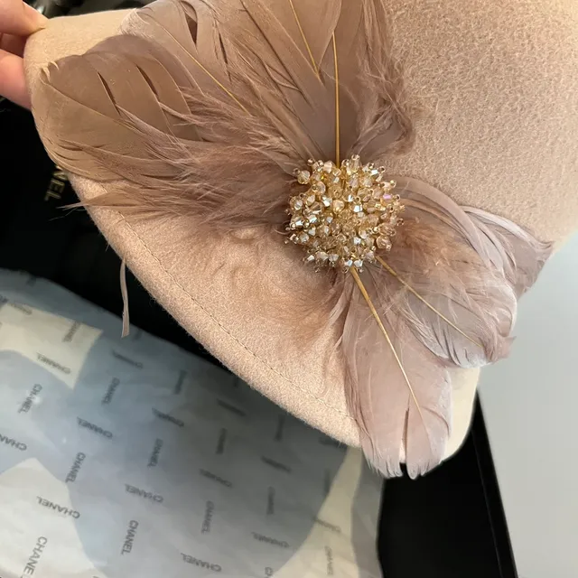 Miu Miu Beige Black Structured Felt Wide Brim Fedora 5
