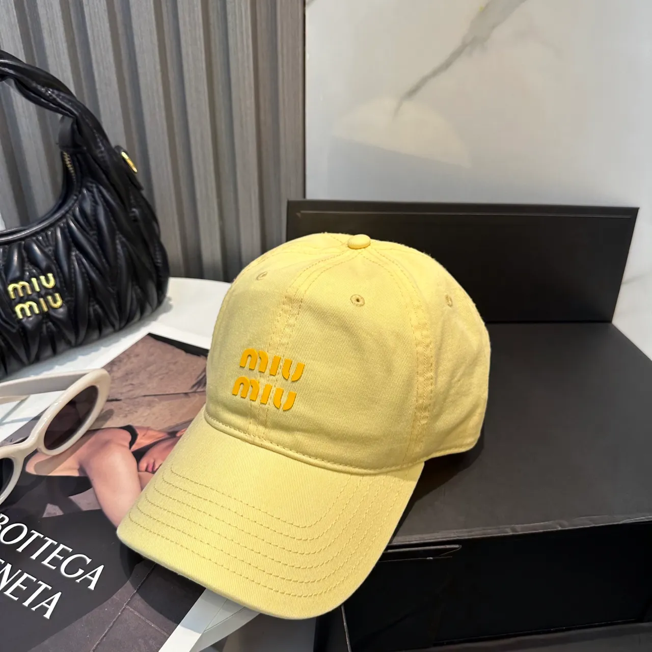 Miu Miu Logo brodé Jaune pâle Casquette de baseball 5