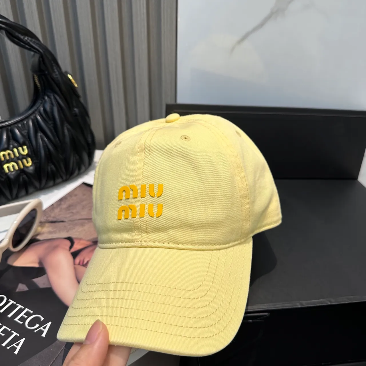 Miu Miu Logo brodé Jaune pâle Casquette de baseball 9