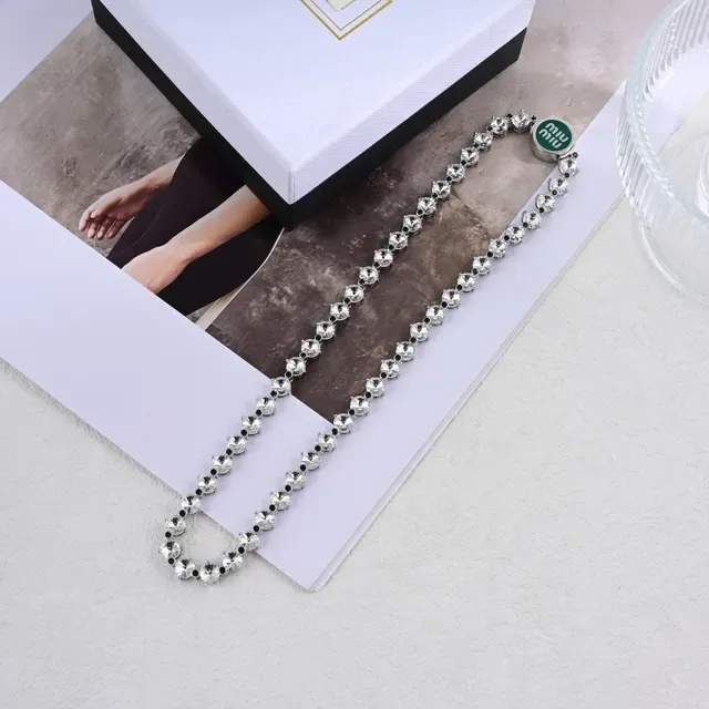 Miu Miu Logo Bracelet Silver Green Pavé Crystal-Set Clasp Bracelet 4