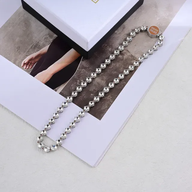 Miu Miu Logo Bracelet Silver Green Pavé Crystal-Set Clasp Bracelet 6