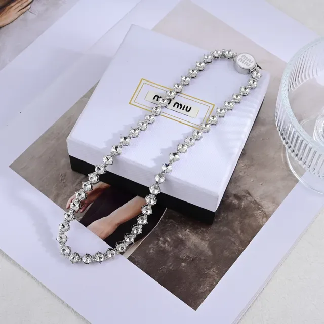 Miu Miu Logo Bracelet Silver Green Pavé Crystal-Set Clasp Bracelet 7