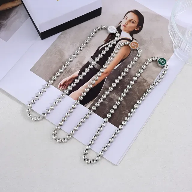 Miu Miu Logo Bracelet Silver Green Pavé Crystal-Set Clasp Bracelet 12