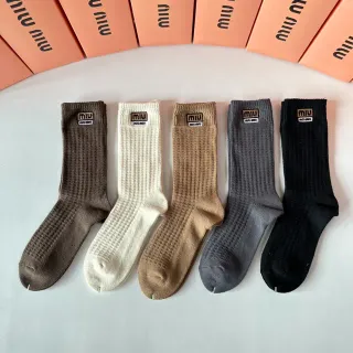 Miu Miu Ribbed Knit Crew Socks