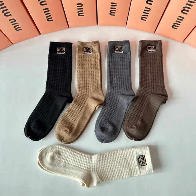 Miu Miu Ribbed Knit Crew Socks 2