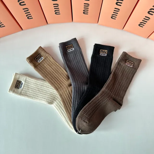 Miu Miu Ribbed Knit Crew Socks 6