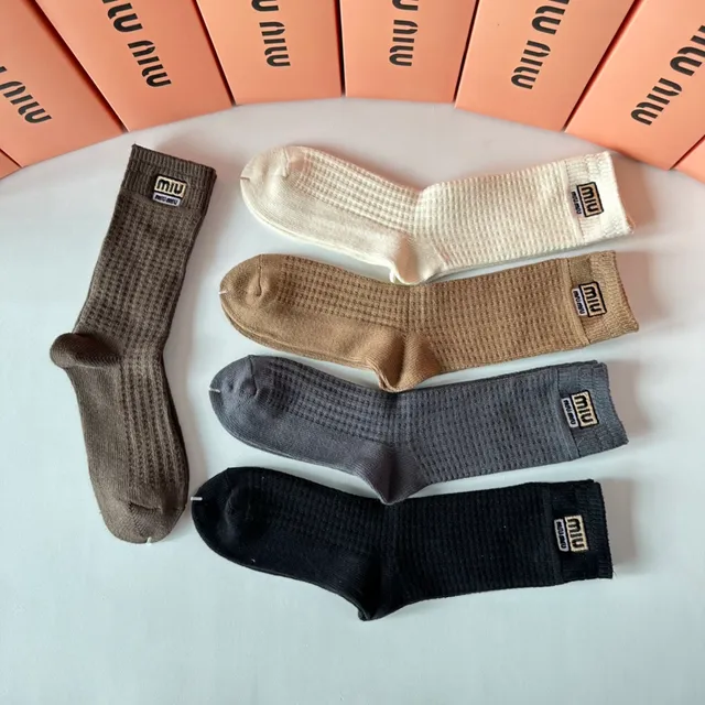 Miu Miu Ribbed Knit Crew Socks 7