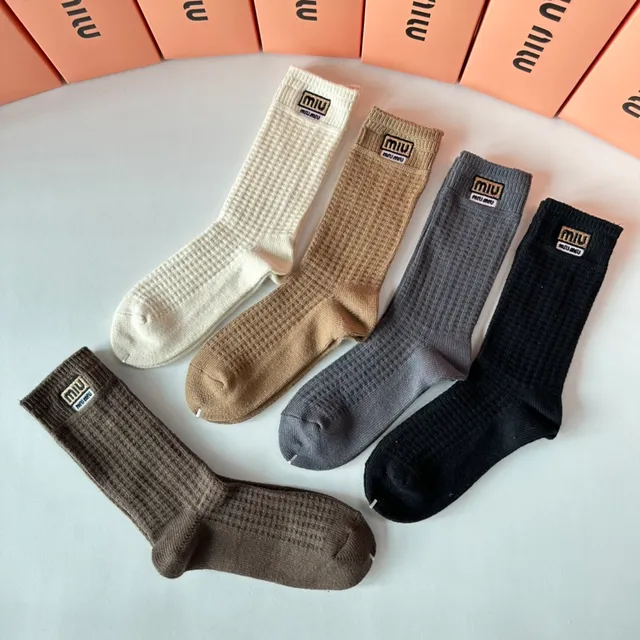 Miu Miu Ribbed Knit Crew Socks 8