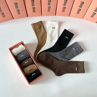 Miu Miu Ribbed Knit Logo Socks