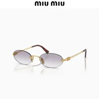 Miu Miu Wander نظارات شمسية بدون إطار بيضاوية بنبرة ذهبية مع تدرج