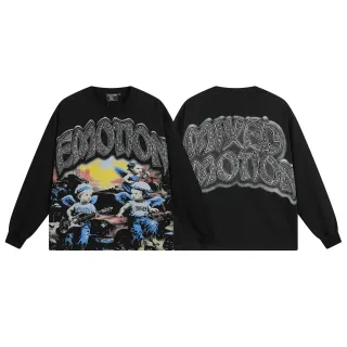 Camiseta oversized de manga larga con estampado gráfico de emociones mixtas