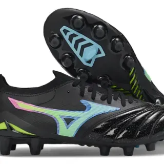 Mizuno Black Green Low-Cut Synthetic Upper Firm-Ground Soccer Shoes