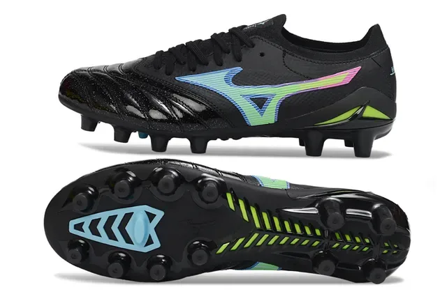 Mizuno Black Green Low-Cut Synthetic Upper Firm-Ground Soccer Shoes 6