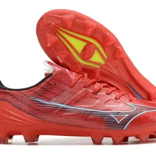 Mizuno Red Silver Low-Cut Synthetic Upper Conical Studs Firm-Ground Soccer Shoes
