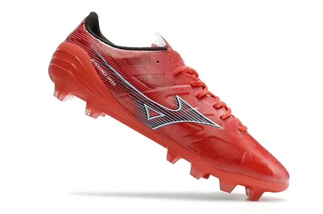 Mizuno Rouge Argent Low-Cut Upper Synthétique Clous Coniques Sol Ferme Chaussures de Football 2