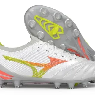 Mizuno White Gray Synthetic Upper Molded Soleplate Firm-Ground Soccer Shoes
